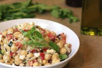 Greek Chickpea & Quinoa Salad with Feta and Lemon Dressing