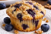 Fluffy Blueberry Muffins with Crunchy Walnuts