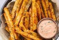 Crispy Oven-Baked Jicama Fries with Zesty Dip