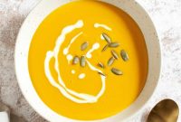 Gochujang Kabocha Squash Soup with Coconut Cream