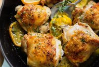 Crispy Lemon Butter Chicken Thighs with Garlic and Herbs