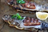 Grilled Trout on Slate with Parsley, Oregano, Savory & Lemon