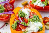 Baked Bell Peppers Stuffed with Creamy Burrata