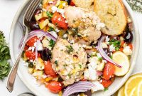 Greek Sheet-Pan Chicken Thighs with Lemon, Olives & Feta