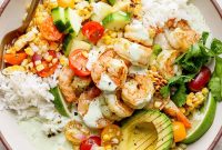 Cilantro-Lime Shrimp Bowl with Creamy Cilantro-Lime Sauce