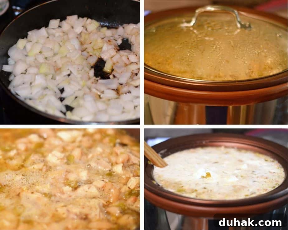 Creamy White Chicken Chili Recipe — Hearty Crockpot & Stovetop Options 3 process picture making white chicken chili