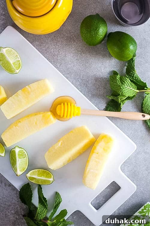 Ingredients for pineapple mojitos