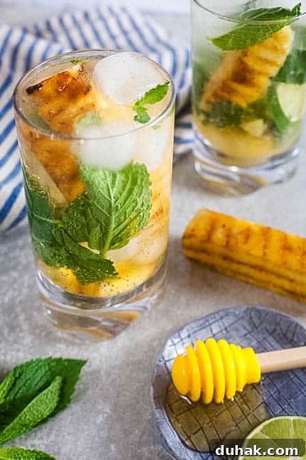 How to make grilled pineapple mojitos with mint and honey