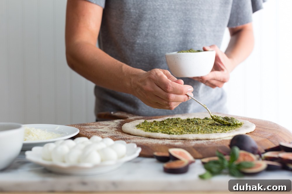 Fig & Pistachio Pesto Pizza Recipe for Sweet Savory Pairing 13 Topping pizza with Pistachio Pesto