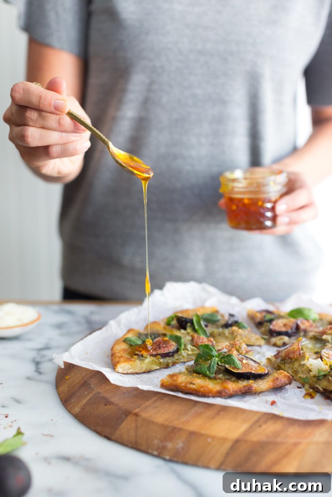 Fig & Pistachio Pesto Pizza Recipe for Sweet Savory Pairing 20 Fig & Pistachio Pizza chile honey drizzle