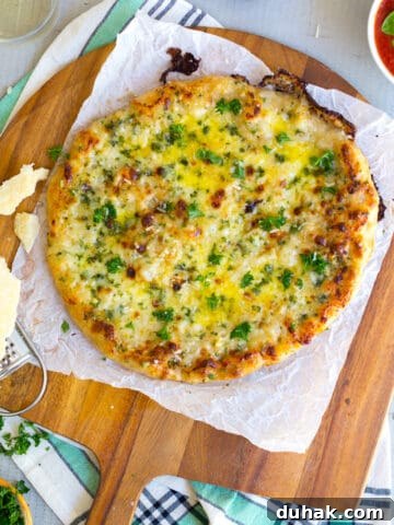Cheesy Garlic Bread Pizza by Baking The Goods