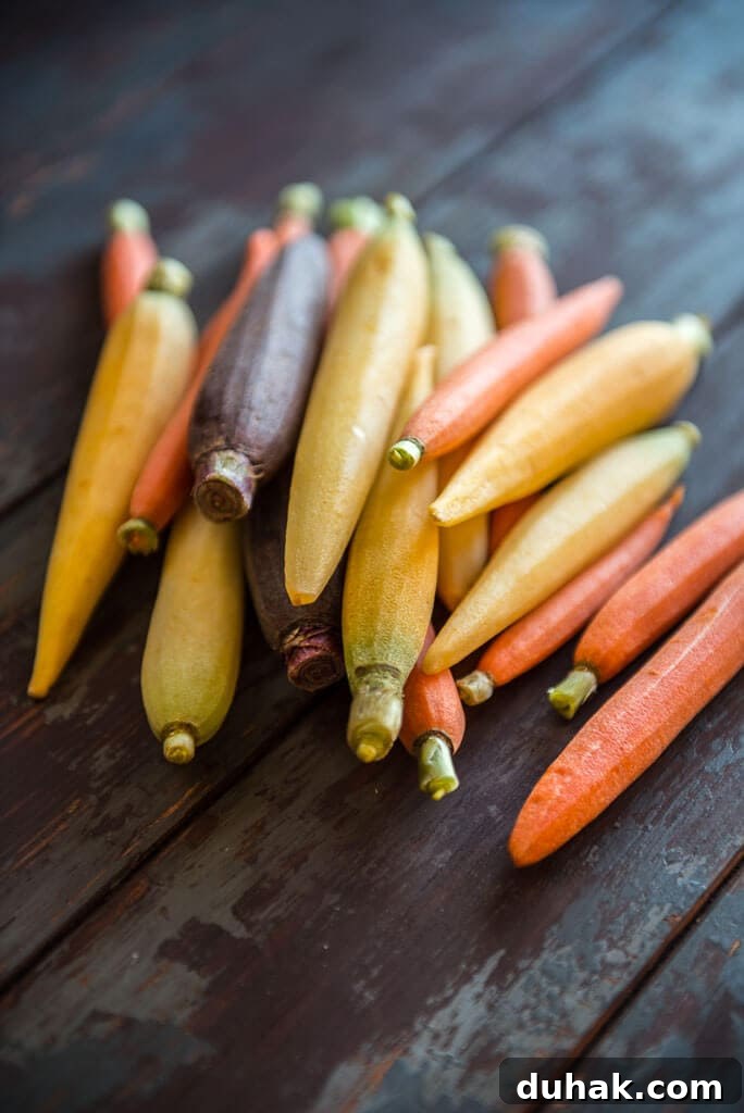 Multicolor carrots ready for making oven roasted carrots