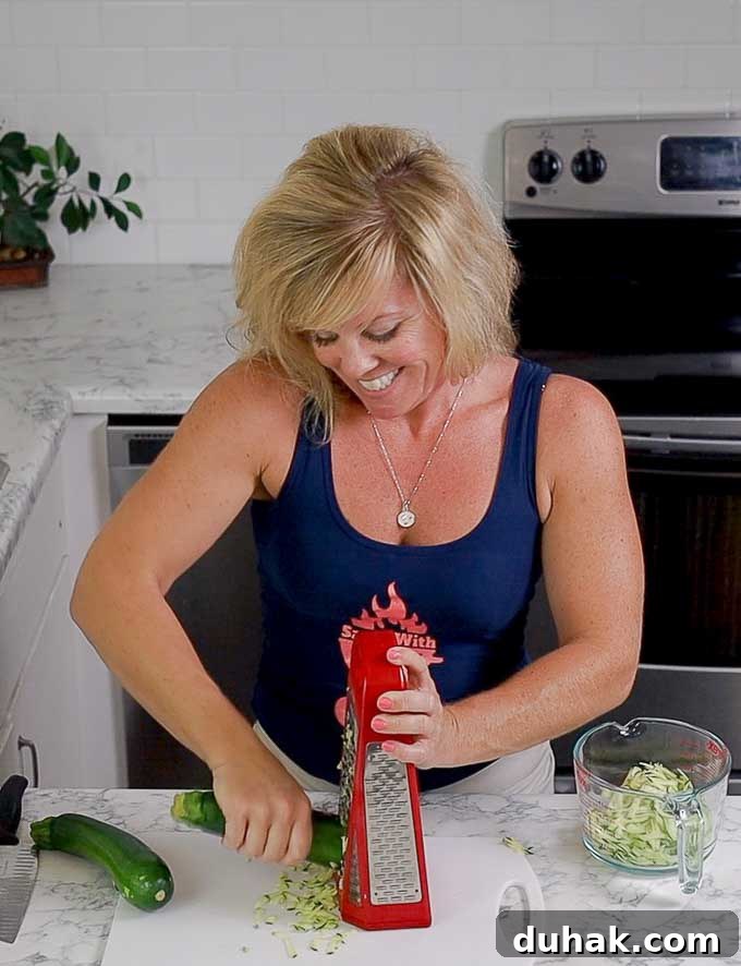 Jennifer grating zucchini