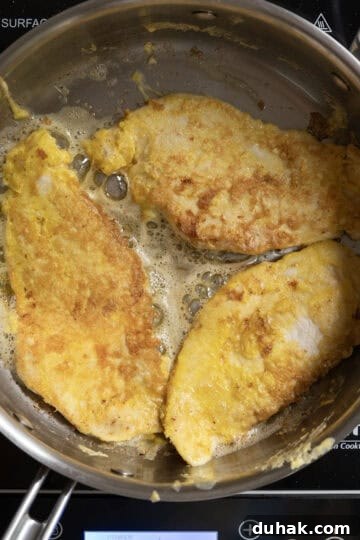 lightly fried chicken with golden brown edges