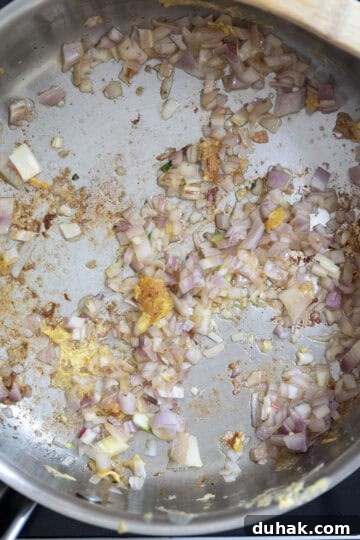 Sauteing shallots and garlic