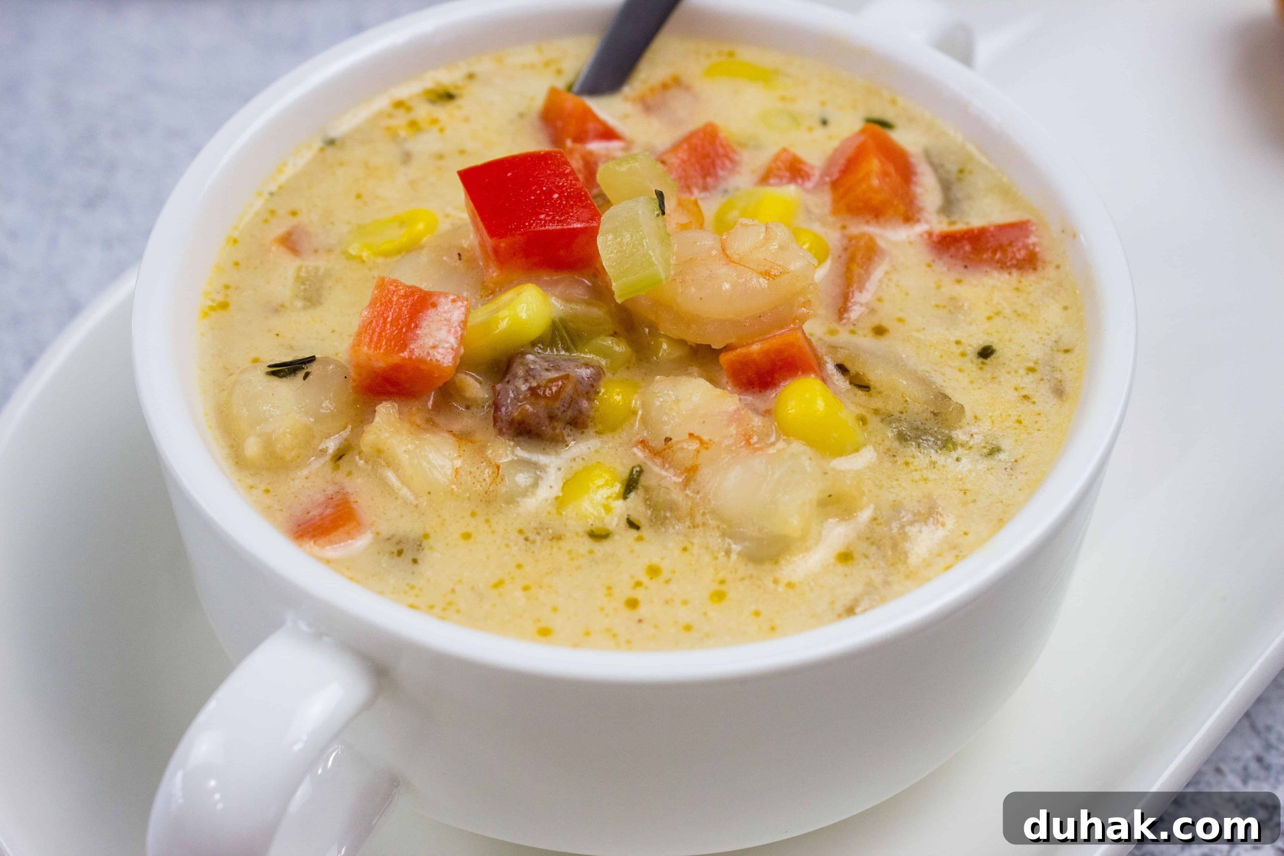 37 Comfort Food Recipes That Keep Reappearing on Menus 36 Shrimp & Corn Chowder with Chipotle in a bowl.