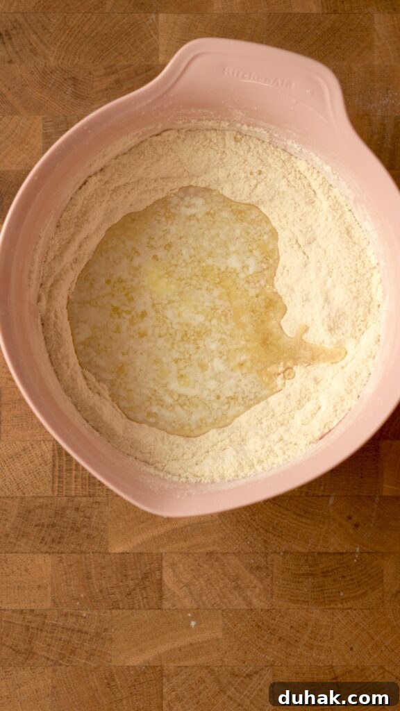 all the dry ingredients with butter