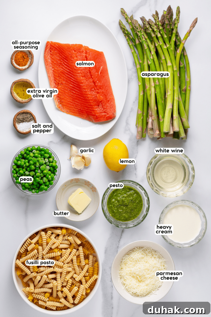 Creamy Salmon Pesto Pasta with Lemon Zest 3 picture of the ingredients needed to make the recipe