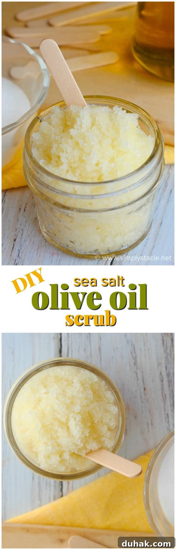 Sea Salt and Olive Oil Body Scrub for Smooth, Glowing Skin 4 Sea Salt & Olive Oil Scrub - Your skin will feel glorious with this DIY scrub! It's easy to make with pantry ingredients and makes a great gift.