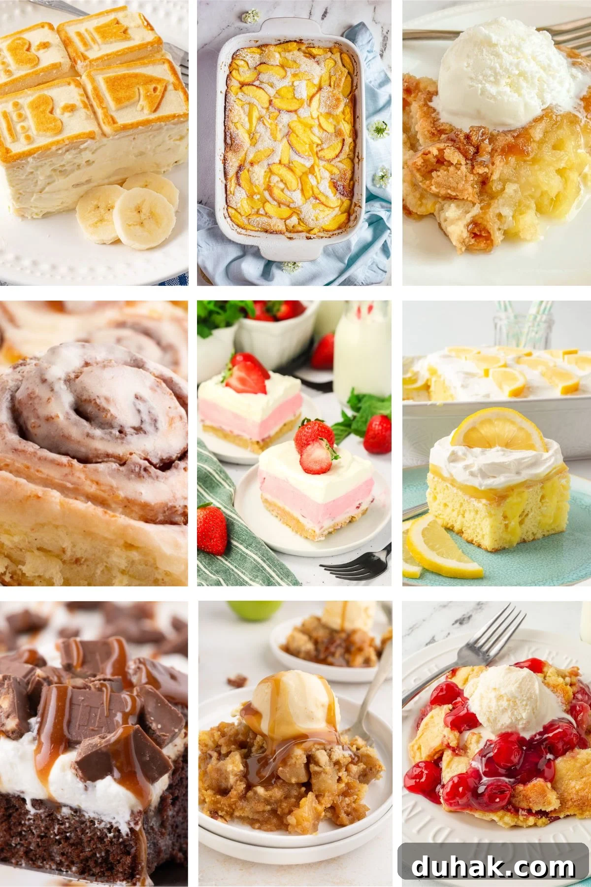 9x13 Dessert Recipes That Feed a Crowd Quickly 2 Photo collage with 9x13 inch dessert recipes.