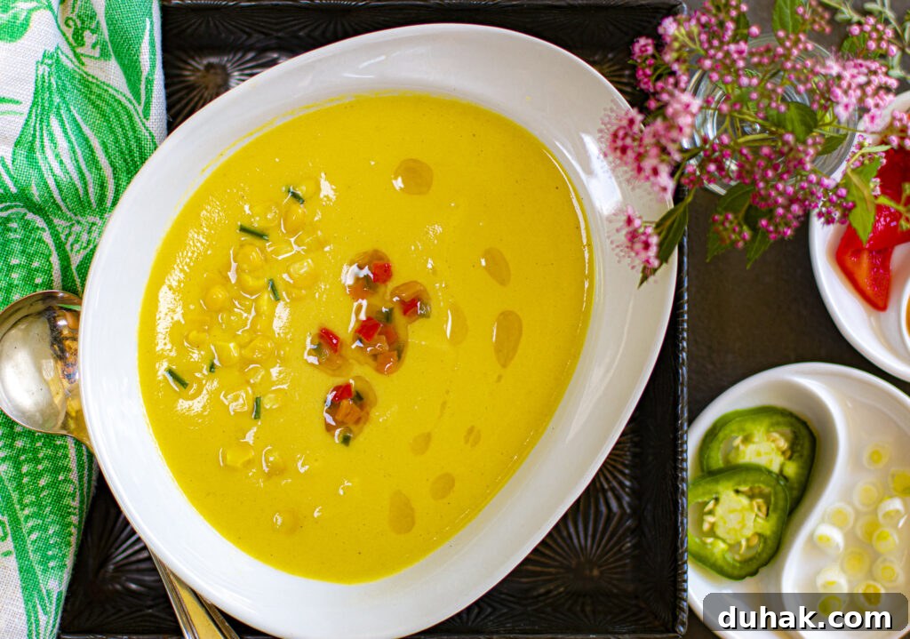 Bowl of chilled corn soup