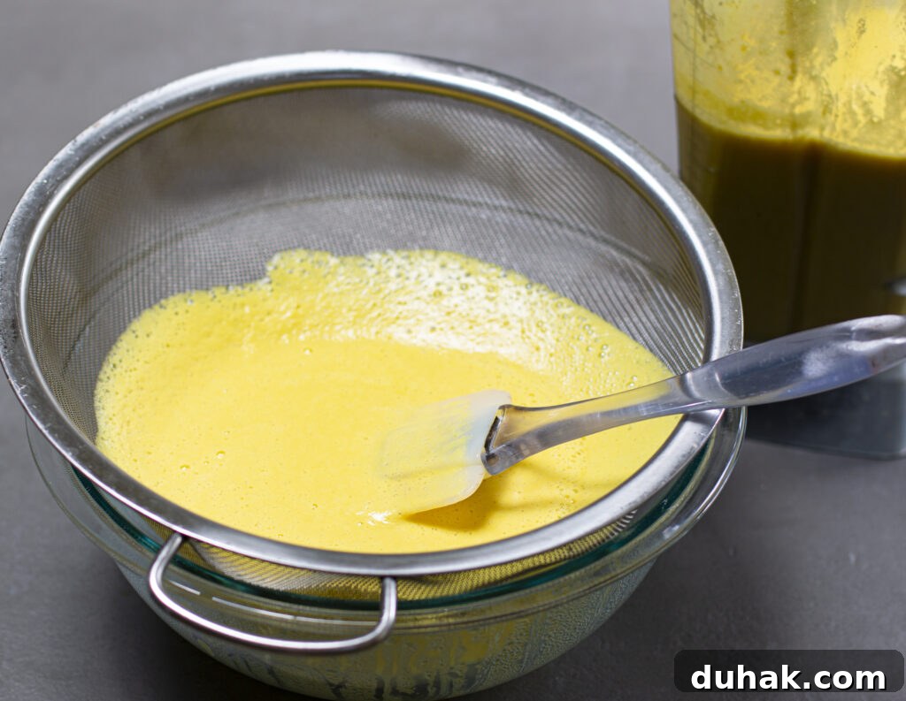 Straining the corn soup