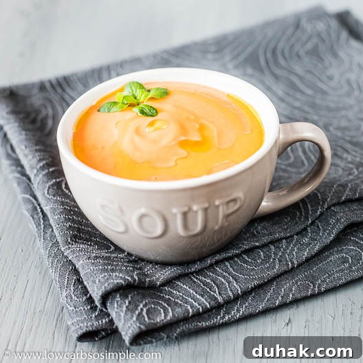 Creamy Roasted Tomato & Garlic Soup Recipe 11 Creamy Tomato and Garlic Soup with EVOO | Low-Carb, So Simple