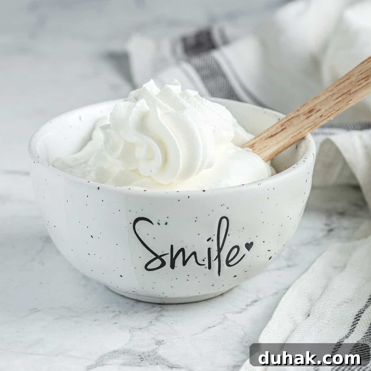 French Chantlilly cream piped in a dessert bowl