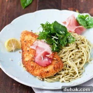 Chicken Bellagio on noodles.