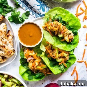 Thai lettuce wraps with peanut sauce.