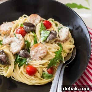 Bistro shrimp pasta in a bowl.