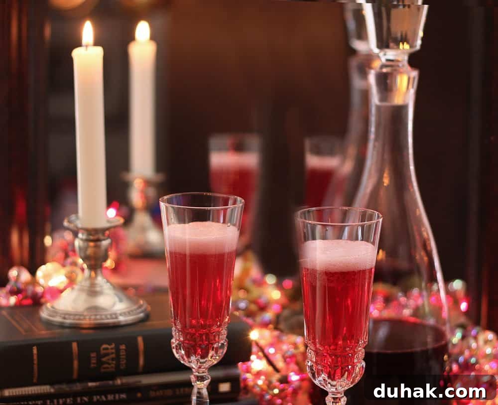Raspberry Liqueur is fantastic when combined with champagne in traditional glasses; it's a beautiful holiday drink.