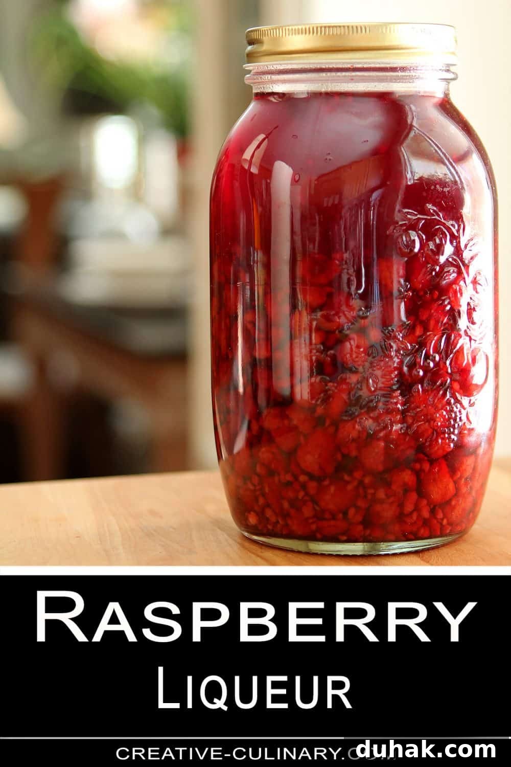 Pin for Raspberries are combined with liquor to extract their flavor and the result is a beautiful liqueur.