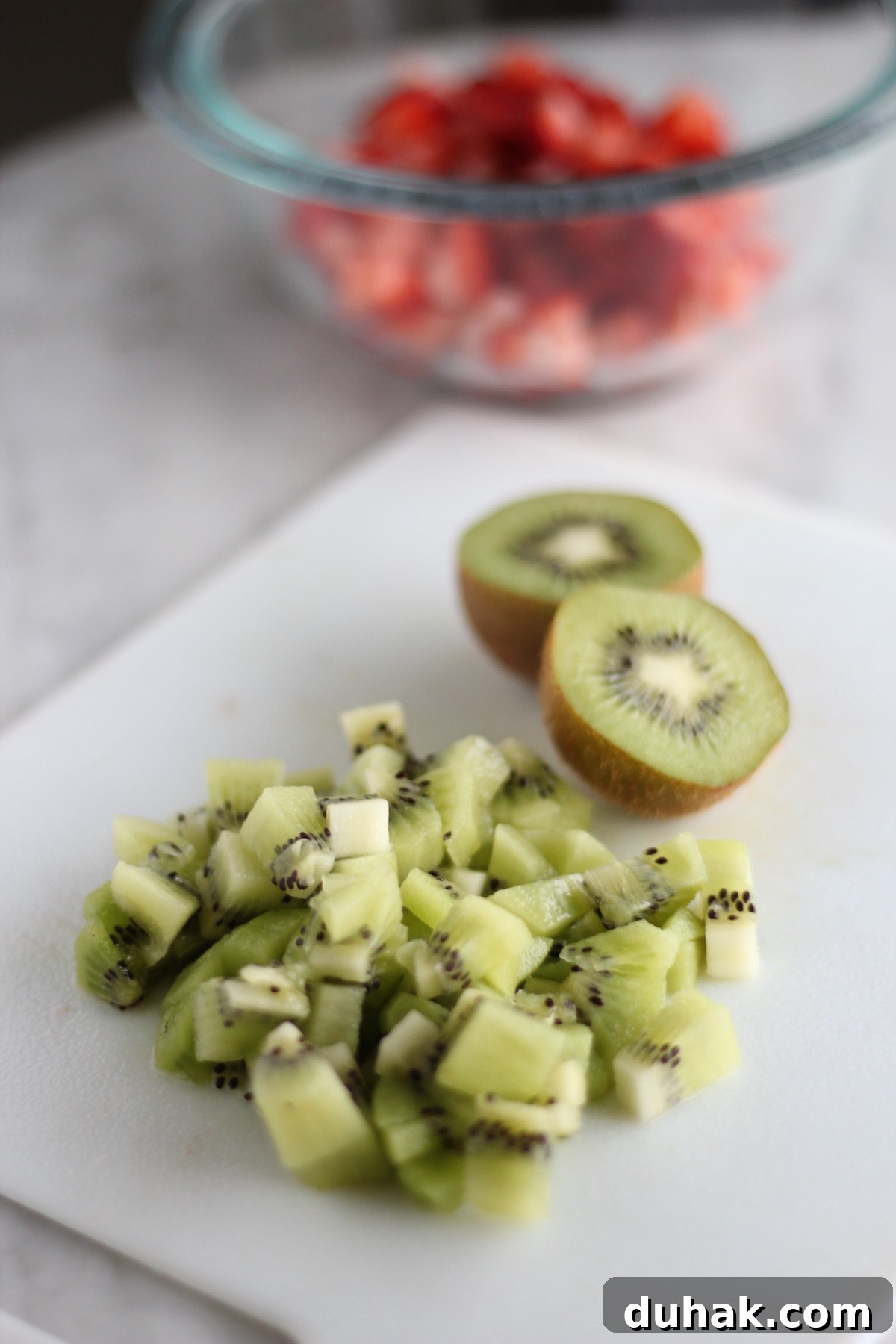 Strawberry Kiwi Fruit Salsa - a light, refreshing salsa full of flavor and color! Paleo, vegan, gluten-free! | fedandfulfilled.com