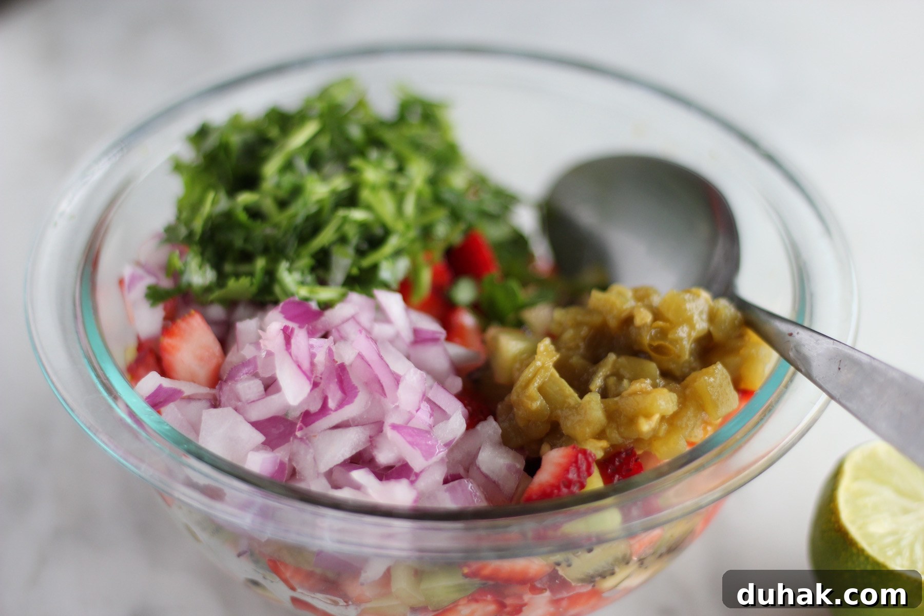 Strawberry Kiwi Fruit Salsa - simple ingredients, sweet and tangy flavors, perfect with your favorite chips! | fedandfulfilled.com