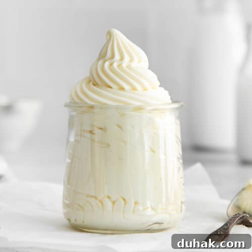 Whipped cream cheese frosting in a jar.