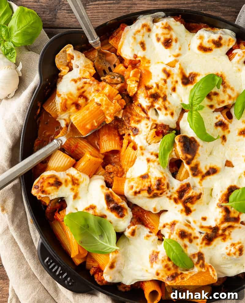 Creamy Baked Rigatoni with Italian Sausage and Mozzarella 2 sausage rigatoni
