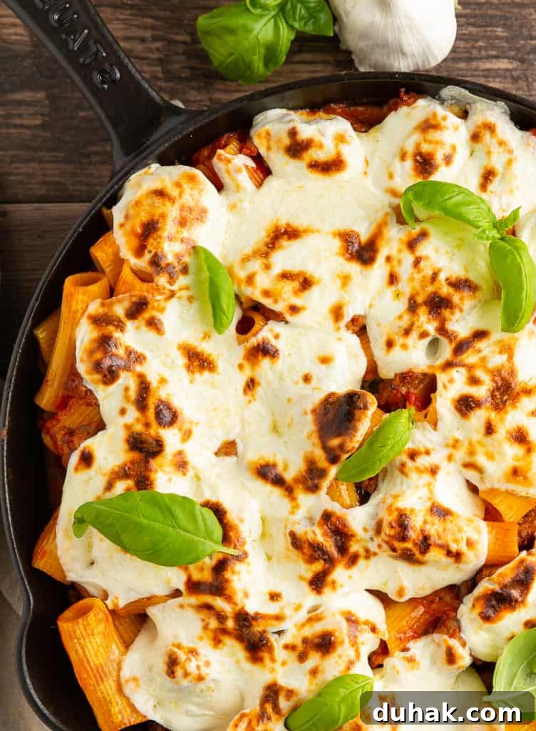 Creamy Baked Rigatoni with Italian Sausage and Mozzarella 6 baked rigatoni with basil