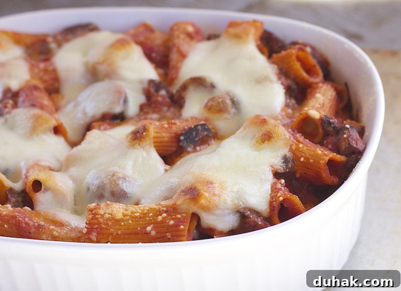 Creamy Baked Rigatoni with Italian Sausage and Mozzarella 9 sausage rigatoni