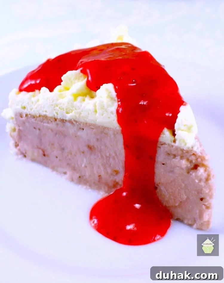 Strawberry and Coconut Ricotta Cheesecake ready to serve