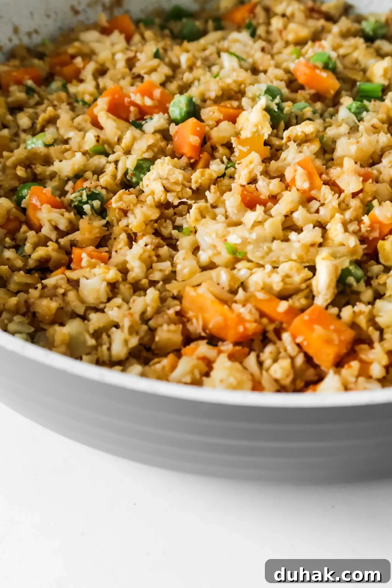 Cauliflower fried rice finished dish