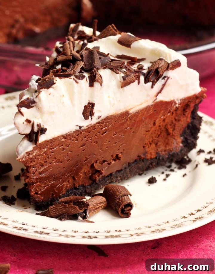 slice of French silk pie