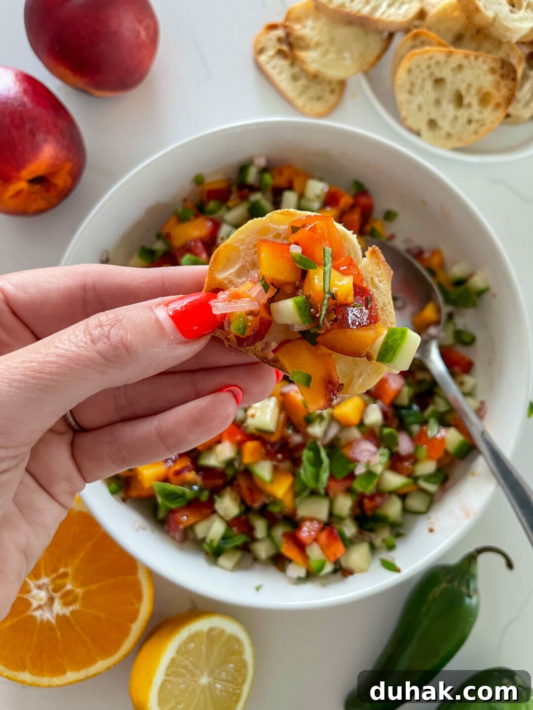 Nectarines and cucumbers
