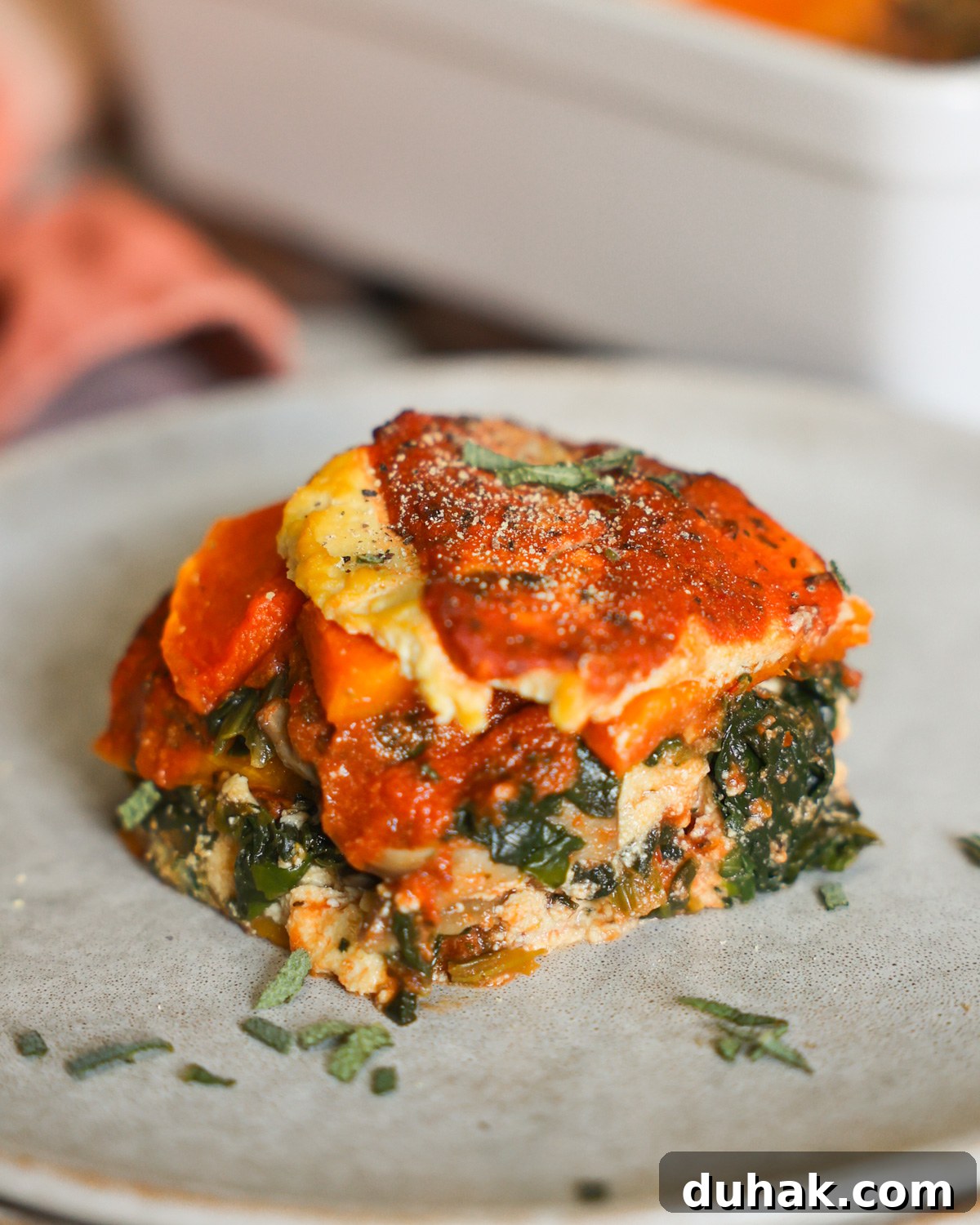 butternut squash lasagna on plate