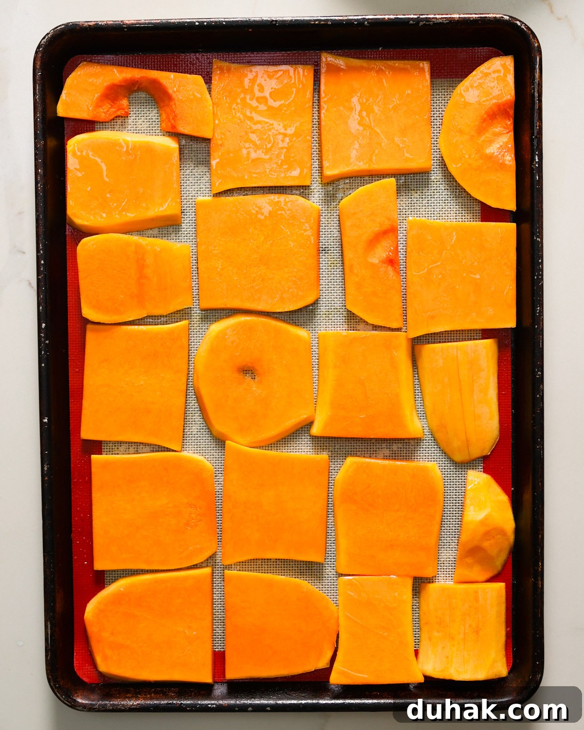 overhead raw butternut squash 
