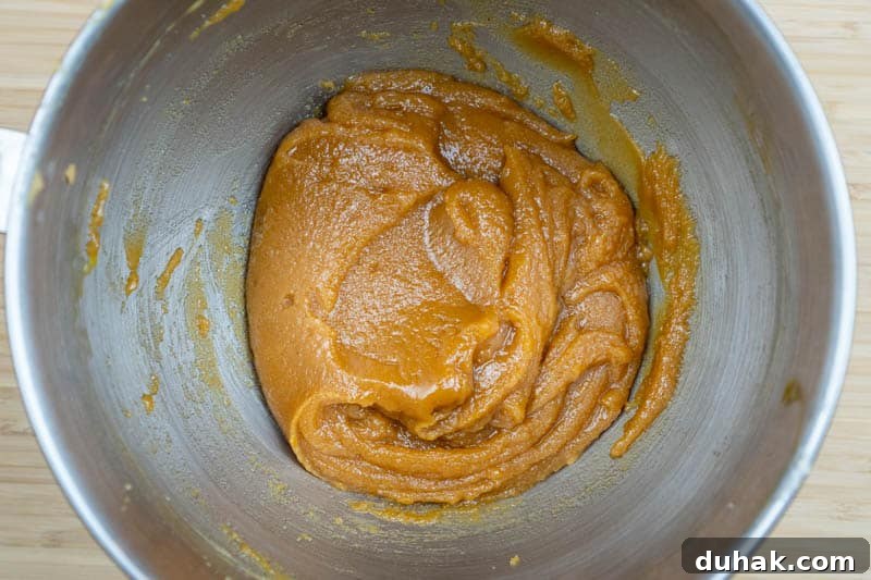 Mixing in the eggs & vanilla