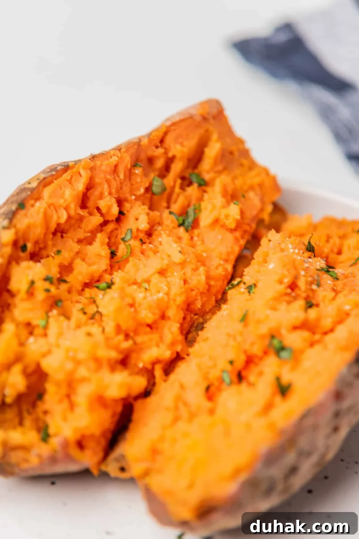 How to Cook a Sweet Potato in the Microwave Fast 8 A closeup image of microwave sweet potato.