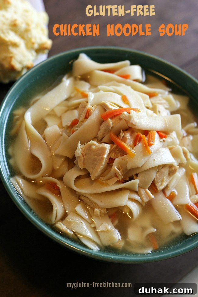 Gluten-free Chicken Noodle Soup in bowl