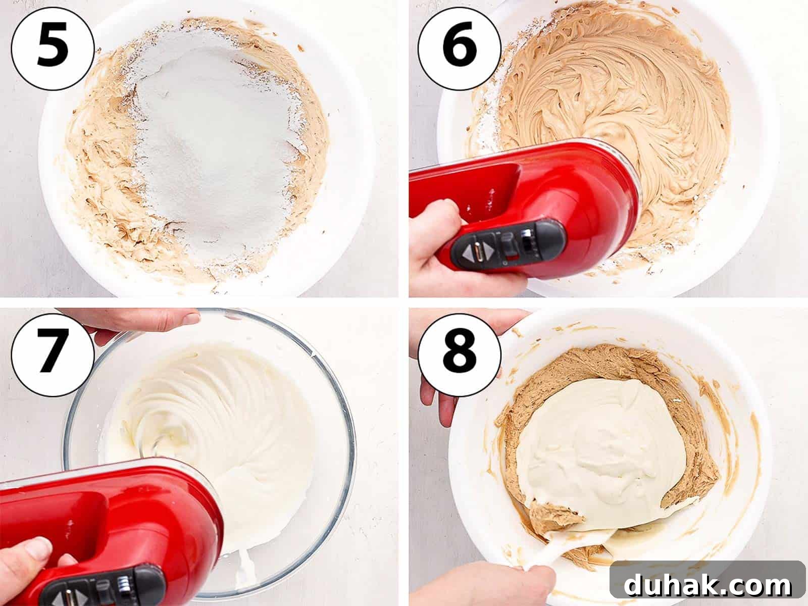 Process Shot Collage: sifting in the dry ingredients and whipping the cream.