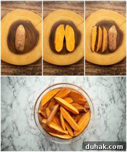 How to prepare sweet potato wedges - 4 step by step photos